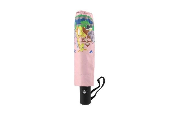 Parapluie Animaux pliable automatique tissu/métal 28cm rose en sac
