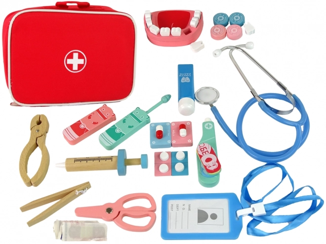 Jouet en bois kit de premiers secours médical