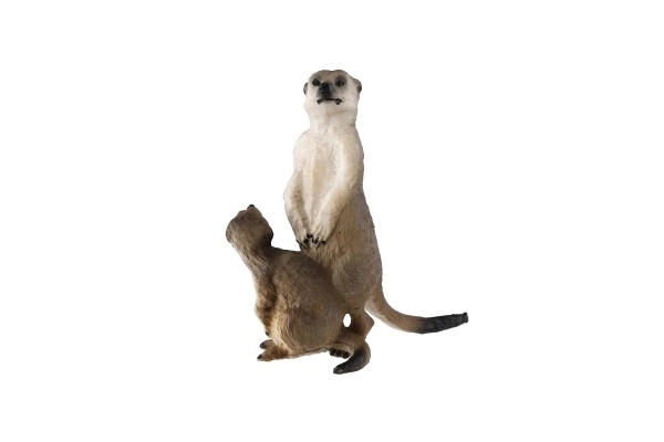 Suricate avec bébé zooted plastique 8cm marron foncé dans un sac