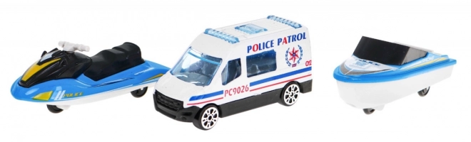 Bateau de police interactif 2 en 1 avec espace de rangement et lumières et sons