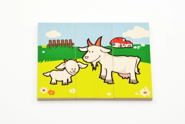 Puzzle Mes premiers animaux en bois 18 pièces pour les plus petits en boîte 13x11,5x4,5cm 12m+ MPZ