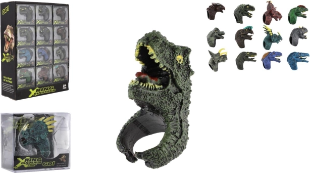 Bague enfant réglable dinosaure, plastique, 2 × 4 cm (assortiment de motifs)