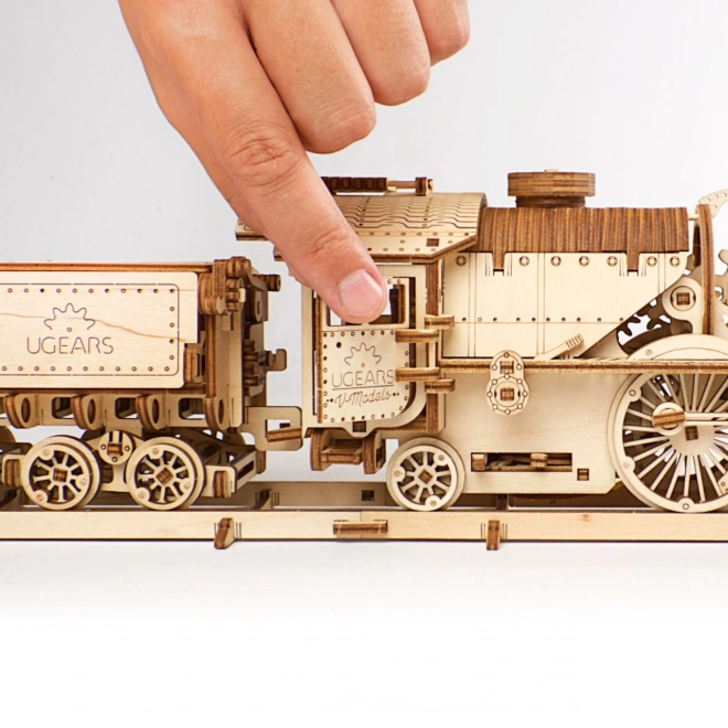Puzzle 3D Ugears - Locomotive V-express avec wagon 538 pièces