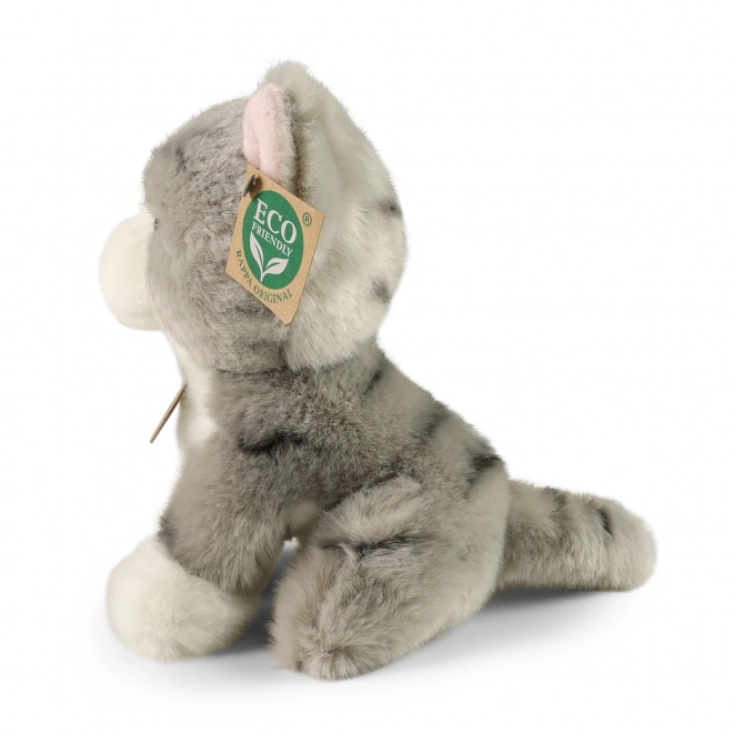 Chat en peluche gris 18 cm Éco-responsable