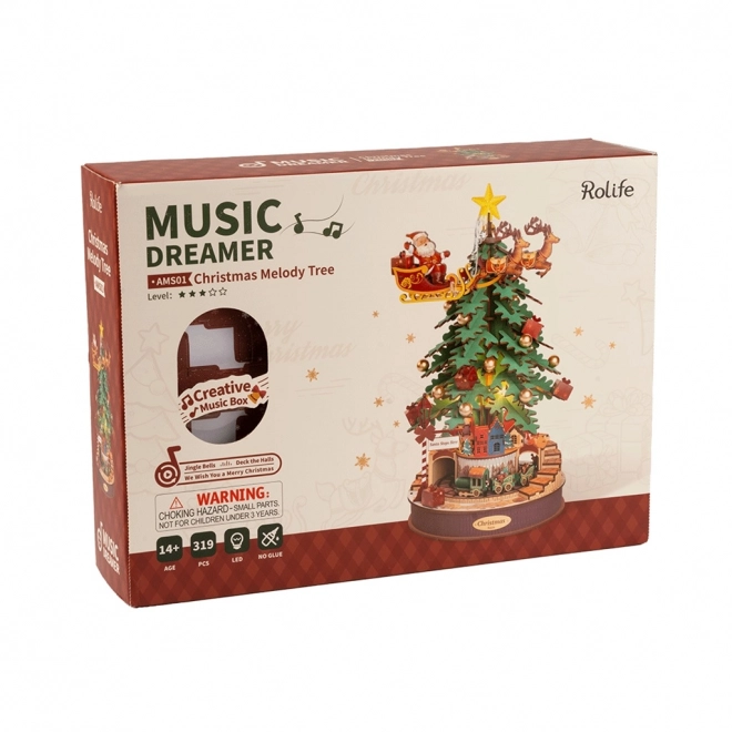 RoboTime 3D puzzle en bois boîte à musique Sapin de Noël