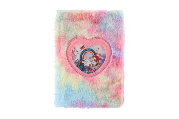 Bloc-notes en peluche arc-en-ciel licorne mélangé avec d'autres types dans un sac 16x21x2cm