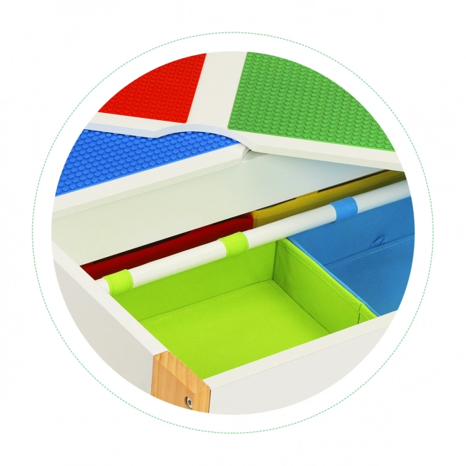 ECOTOYS Table en bois pour enfants avec plateau de jeu et deux chaises