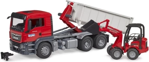 Bruder camion MAN TGS avec conteneur et chargeur Schaffer Hoflader set jouet