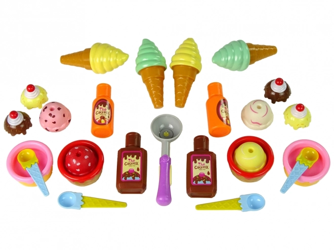 Ensemble de douceurs Glaces Coupelles Sauces Cuillères