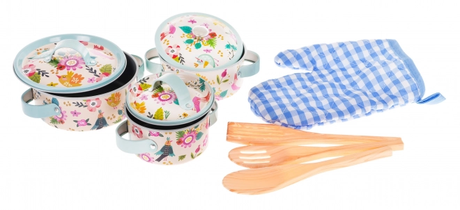 Ensemble de casseroles en aluminium avec accessoires de cuisine pour enfants
