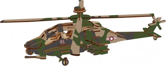 Woodcraft puzzle 3D en bois hélicoptère d’attaque APACHE