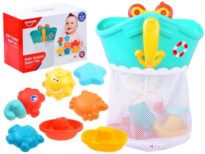 Organisateur de bain avec jouets colorés