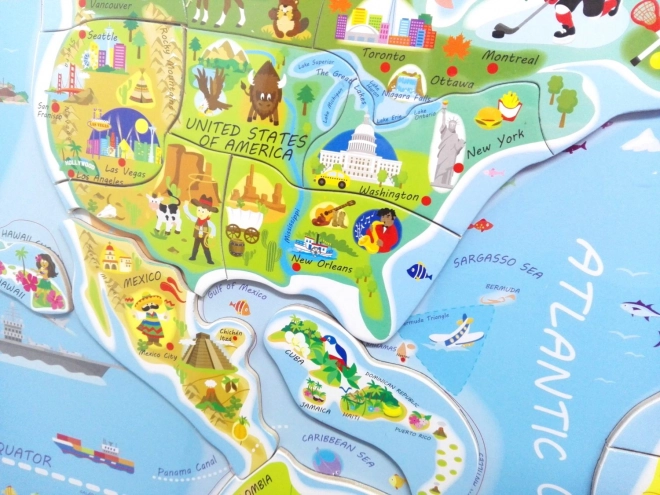 Puzzle magnétique carte du monde - images et jeu 2en1