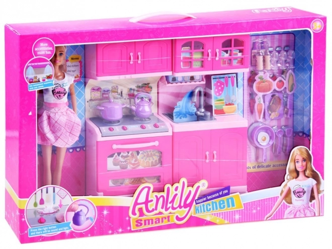 Poupée Anlily avec meubles de cuisine et effets