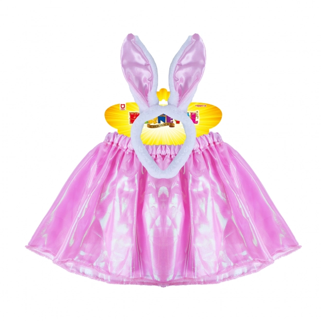 Costume de lapin avec jupe rose et oreilles de lapin