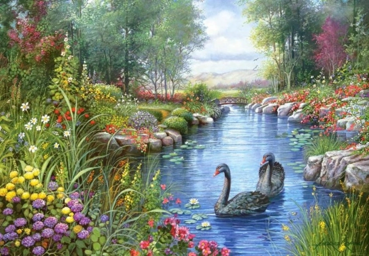 CASTORLAND Puzzle cygnes noirs 1500 pièces
