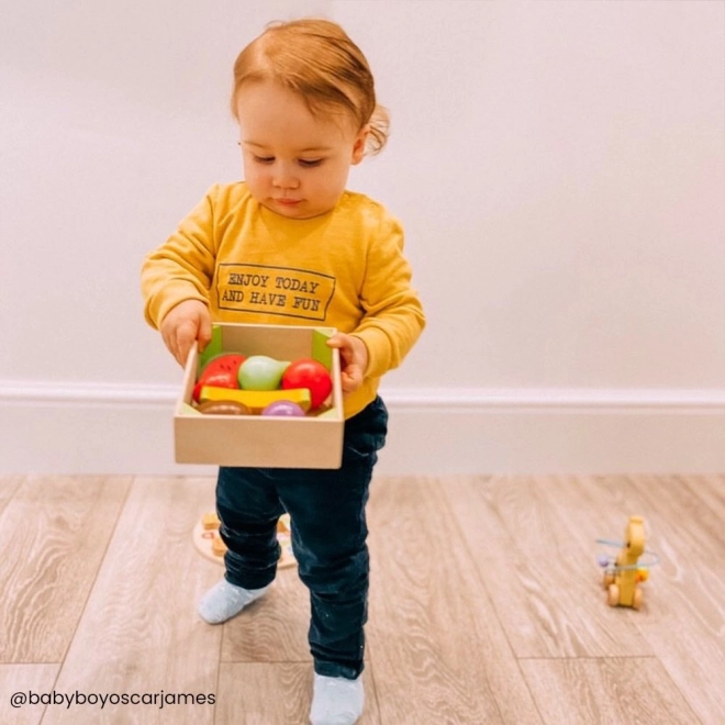 Boîte avec des fruits jouets en bois Bigjigs Toys