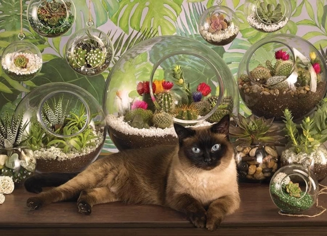 Puzzle COBBLE HILL chat siamois et terrariums 1000 pièces