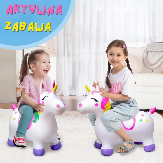 Licorne sautante blanche avec pompe Woopie