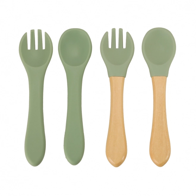Set d'ustensiles pour enfants en silicone, crabe, 19 pièces vert