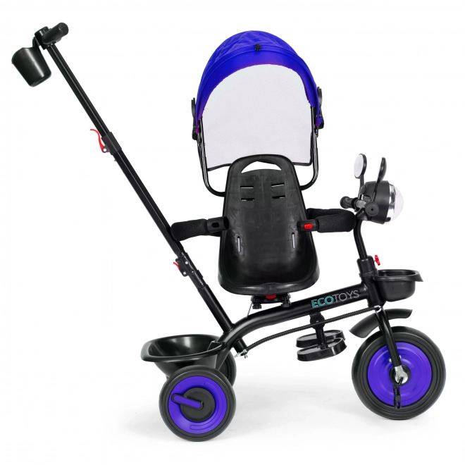 Tricycle pour enfants 3en1 avec siège pivotant, toit, bleu, ECOTOYS