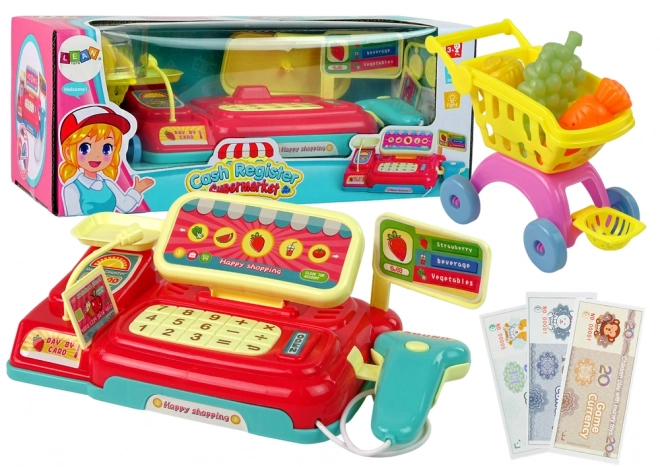 Caisse enregistreuse pour enfants avec panier de courses et scanner