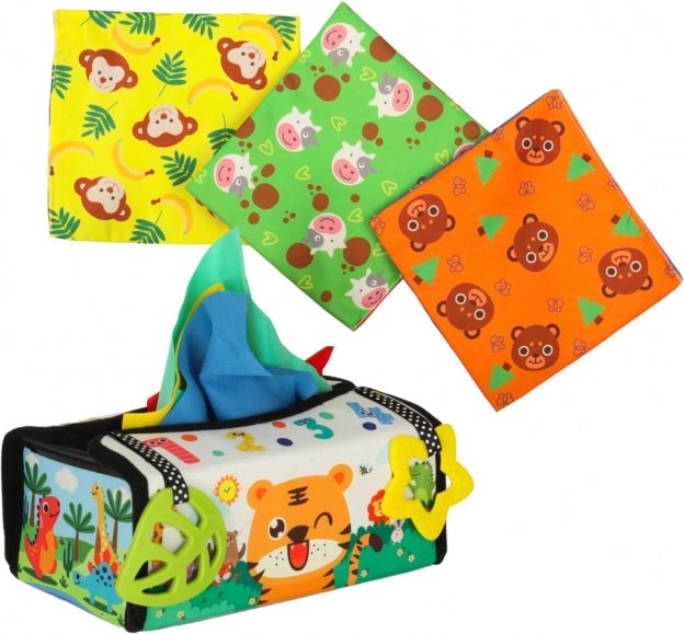 Jouet sensoriel Montessori avec mouchoirs et tapis 2en1