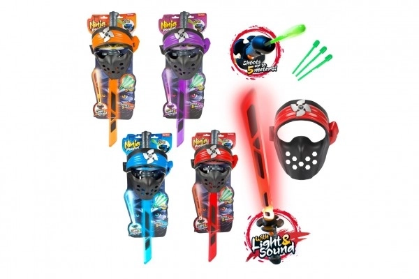 Ensemble ninja épée + masque + fléchettes avec son et lumière