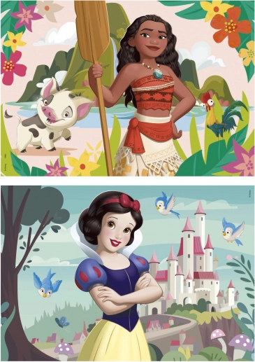 Puzzle en bois Disney Princesses Vaiana et Blanche-Neige 2×50 pièces