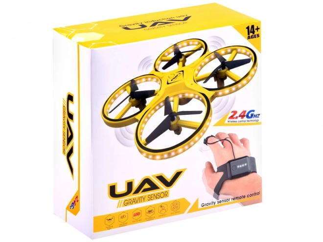 Drone contrôlé par gestes de la main + contrôle à distance Quadcoptère RC0573 – Jaune