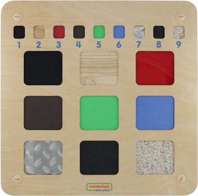 Masterkidz – panneau sensoriel éducatif – reconnaissance des matériaux et des textures au toucher