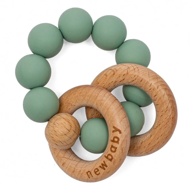 Anneau de dentition avec billes en silicone vert New Baby