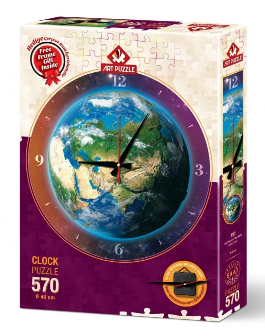 ART PUZZLE Puzzle horloge Monde 570 pièces (y compris le cadre)