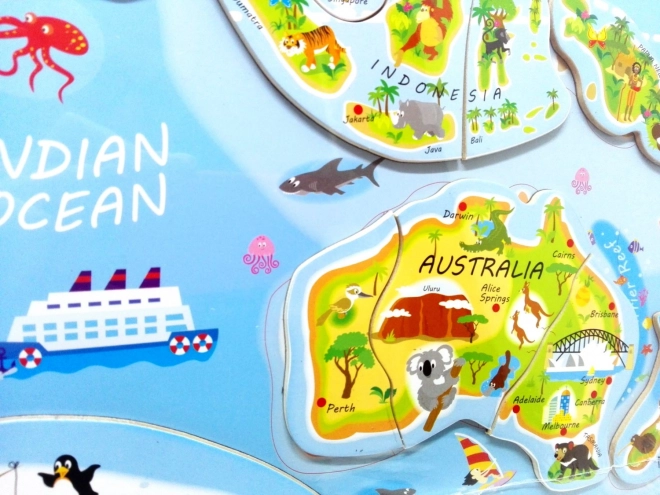 Puzzle magnétique carte du monde - images et jeu 2en1