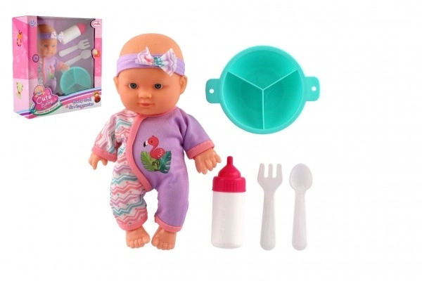 Poupée bébé 20cm corps rigide avec accessoires dans la boîte 23x24x8cm