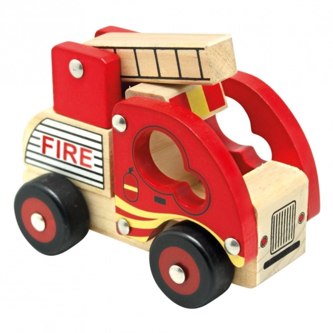 Voiture de pompiers en bois Bino