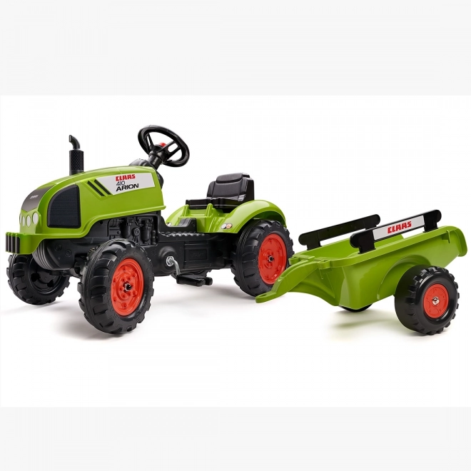 Tracteur à pédales Claas Arion 410 avec remorque
