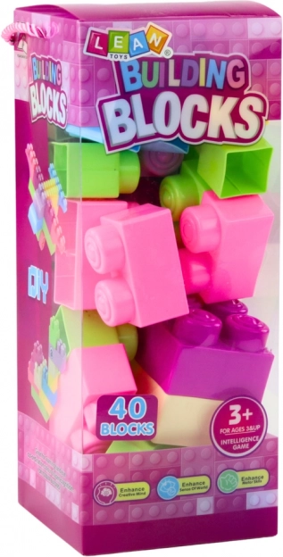 Grand ensemble de construction en boîte 40 pièces briques colorées