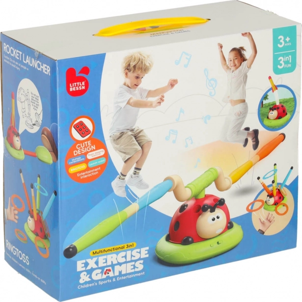 Jeu sportif pour enfants 3 en 1 : corde à sauter, lancer sur cible, lanceur de coccinelle