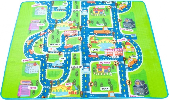 Tapis de jeu pliant pour enfants avec motif de rue 160 x 130 cm