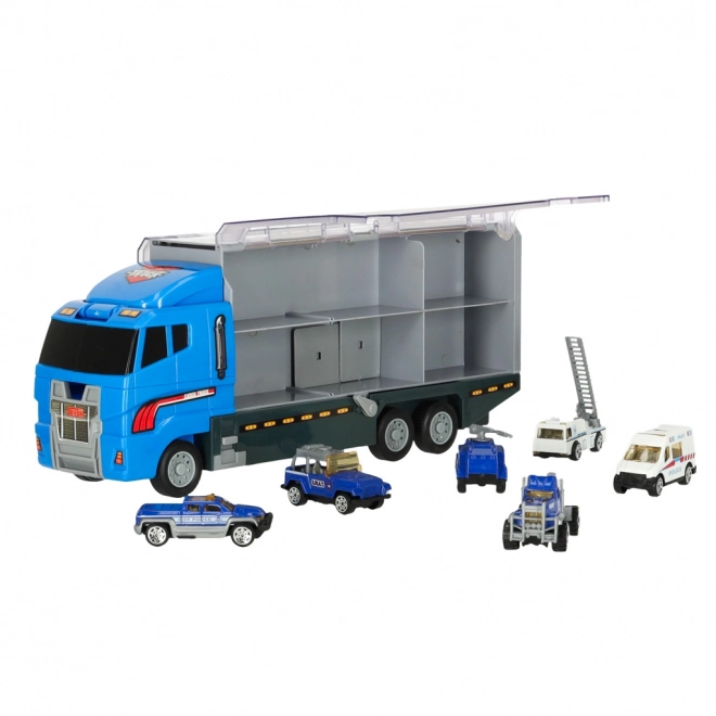 Camion avec voitures de police