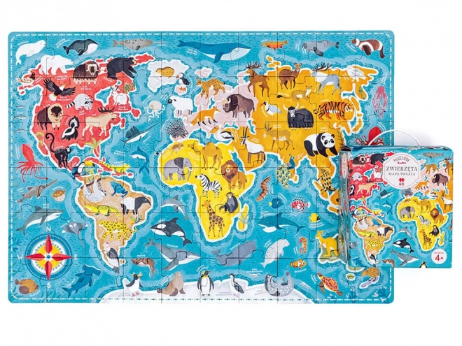 Puzzle 60 pièces Puzzlove - Carte du monde Animaux