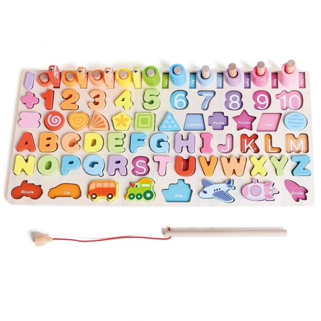 Puzzle en bois 6 en 1 Nombres Lettres Poissons