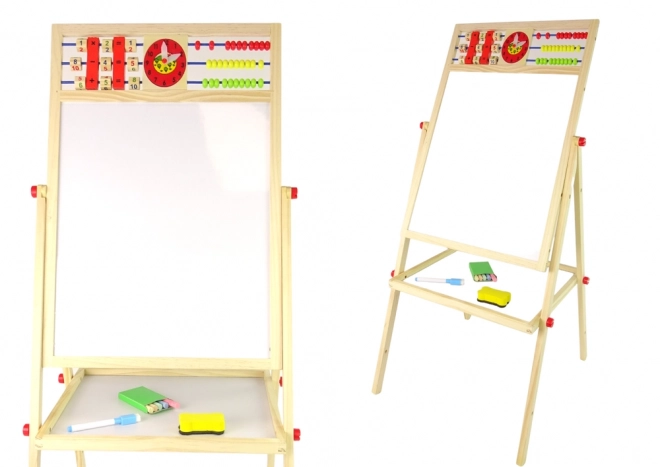 Tableau Biface en Bois Magnétique et à Craie avec Accessoires