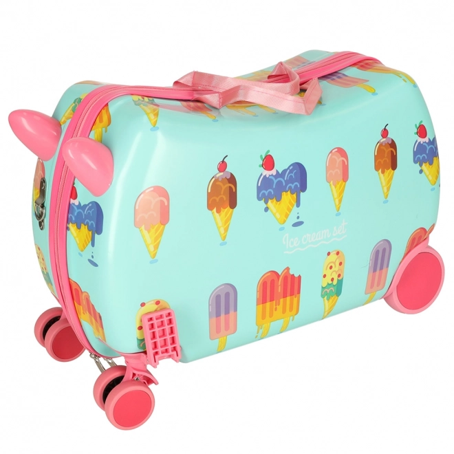 Valise pour enfants à roulettes avec motif de crème glacée