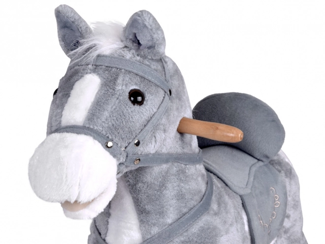 Grand cheval à bascule gris + queue mobile et museau ZA5441