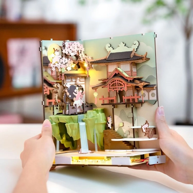 RoboTime Puzzle 3D Serrure de Livres "Falling Sakura" (en bois)