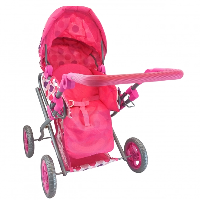 poussette pour poupées 3-en-1 rose avec pois