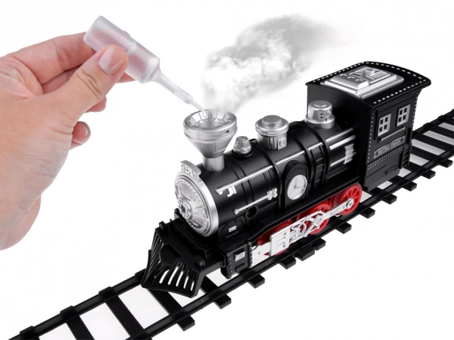 Chemin de fer avec voies Locomotive avec wagons vapeur + lumière RC0629