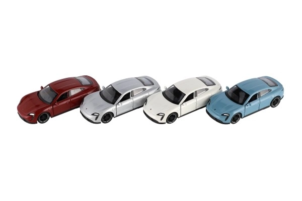 Auto Welly Porsche Taycan Turbo S métal/plastique 12cm 4 couleurs à rétrofriction 12pcs en boîte